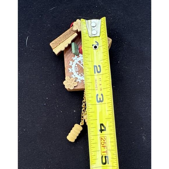 Vintage Christmas Ornament Wood Cuckoo Clock 4.5" Holiday Tree Decor -LO2 - Picture 2 of 5